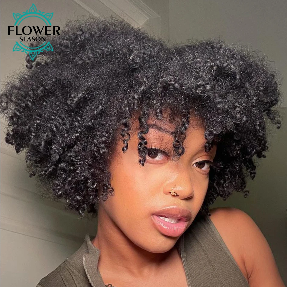 afro kinky curly wig with bangs