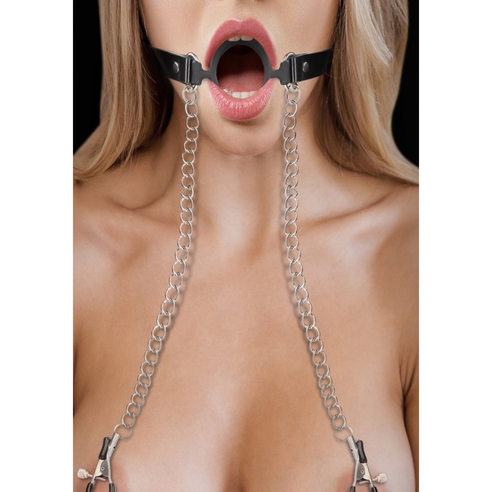 gag with nipple clamps